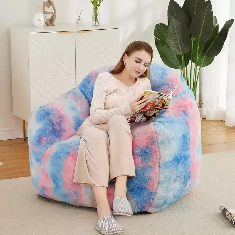 Pouf a Sacco per Adulti, Poltrona Lounge in Peluche con Pelliccia Sintetica e Memory Foam, Poltrona a Sacco Ergonomica, Poltrona a Sacco Accogliente e Morbida, per Dormitorio, Soggiorno