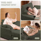 Divano Chaise Longue Oversize da Interno, Divano in Velluto a Coste Imbottito, Divano Letto Cloud, 3 Cuscini, Divano Letto Singolo, per Soggiorno, Camera da Letto