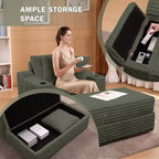 Divano Chaise Longue Oversize da Interno, Divano in Velluto a Coste Imbottito, Divano Letto Cloud, 3 Cuscini, Divano Letto Singolo, per Soggiorno, Camera da Letto