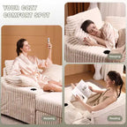 Divano Chaise Longue Oversize da Interno, Divano in Velluto a Coste Imbottito, Divano Letto Cloud, 3 Cuscini, Divano Letto Singolo, per Soggiorno, Camera da Letto