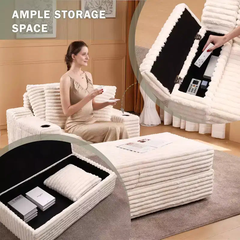 Divano Chaise Longue Oversize da Interno, Divano in Velluto a Coste Imbottito, Divano Letto Cloud, 3 Cuscini, Divano Letto Singolo, per Soggiorno, Camera da Letto