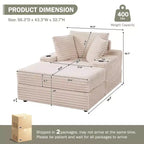 Divano Chaise Longue Oversize da Interno, Divano in Velluto a Coste Imbottito, Divano Letto Cloud, 3 Cuscini, Divano Letto Singolo, per Soggiorno, Camera da Letto