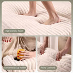 Divano Chaise Longue Oversize da Interno, Divano in Velluto a Coste Imbottito, Divano Letto Cloud, 3 Cuscini, Divano Letto Singolo, per Soggiorno, Camera da Letto