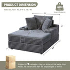 Divano Chaise Longue Oversize da Interno, Divano in Velluto a Coste Imbottito, Divano Letto Cloud, 3 Cuscini, Divano Letto Singolo, per Soggiorno, Camera da Letto
