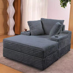 Oversized Chaise Lounge Chair Indoor, Upholstered Corduroy Sofa, Bed Cloud Couch, 3 Pillows, Single Sleeper Sofa, for Living Room, Bedroom