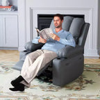 Poltrona Relax Elettrica in Ecopelle, Larghezza della Seduta Regolabile, Porta-bicchieri, Divano Singolo Ergonomico, per Soggiorno, Camera da Letto, 37,4 pollici