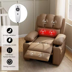 Poltrona Relax Elettrica in Ecopelle, Larghezza della Seduta Regolabile, Porta-bicchieri, Divano Singolo Ergonomico, per Soggiorno, Camera da Letto, 37,4 pollici