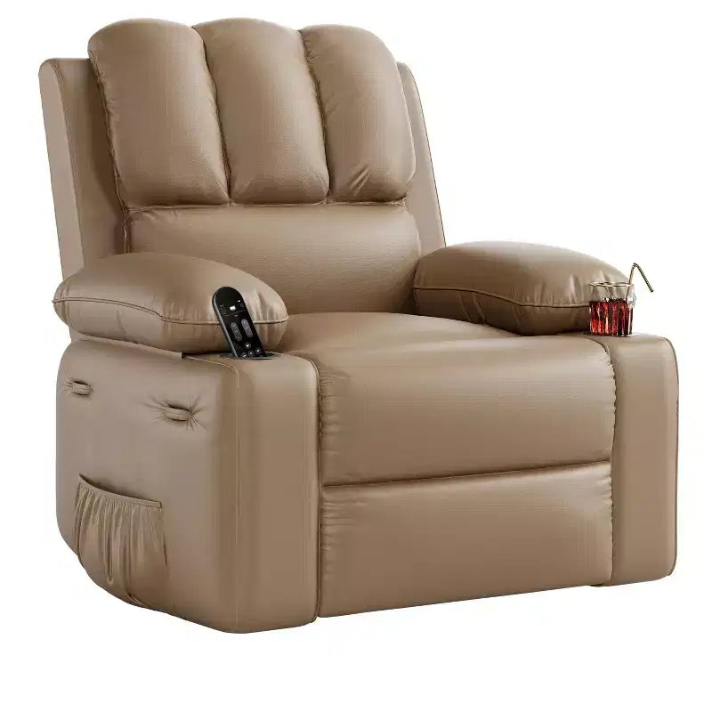 Poltrona Relax Elettrica in Ecopelle, Larghezza della Seduta Regolabile, Porta-bicchieri, Divano Singolo Ergonomico, per Soggiorno, Camera da Letto, 37,4 pollici