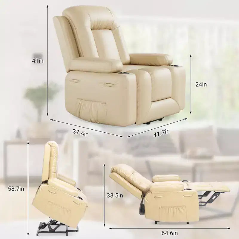 Poltrona reclinabile elettrica 41,7 in pelle sintetica, reclinabile regolabile, divano singolo ergonomico, per soggiorno