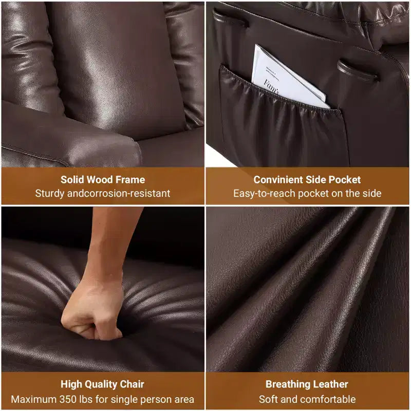Poltrona reclinabile elettrica 41,7 in pelle sintetica, reclinabile regolabile, divano singolo ergonomico, per soggiorno