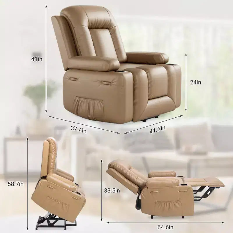 Poltrona reclinabile elettrica 41,7 in pelle sintetica, reclinabile regolabile, divano singolo ergonomico, per soggiorno