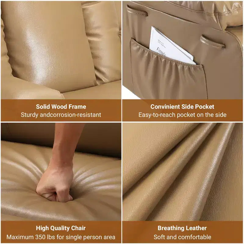 Poltrona reclinabile elettrica 41,7 in pelle sintetica, reclinabile regolabile, divano singolo ergonomico, per soggiorno