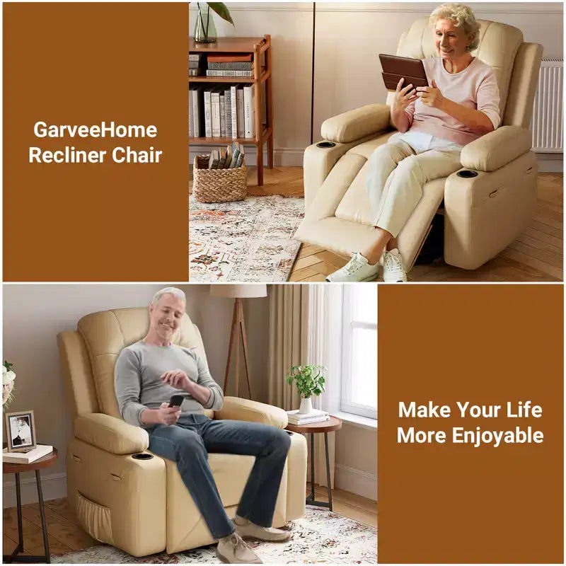 Poltrona reclinabile elettrica 41,7 in pelle sintetica, reclinabile regolabile, divano singolo ergonomico, per soggiorno