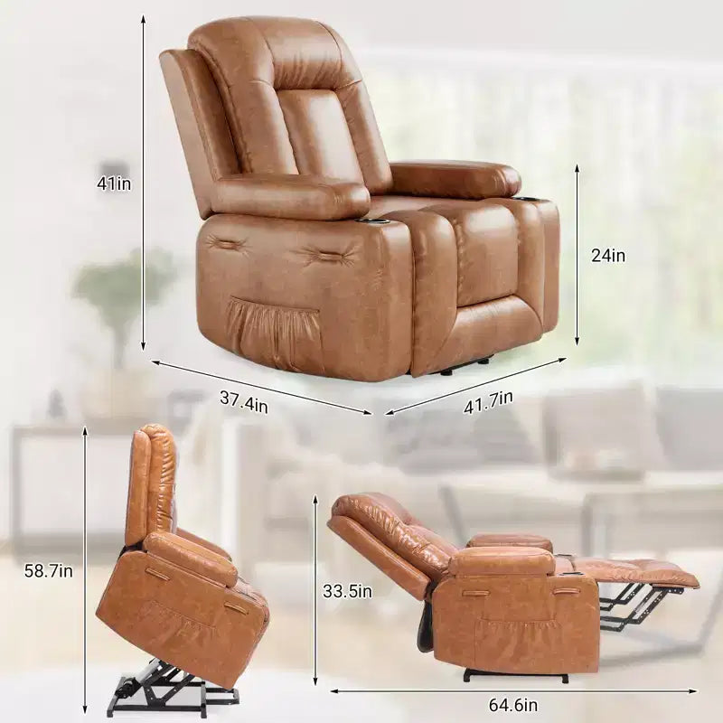 Poltrona reclinabile elettrica 41,7 in pelle sintetica, reclinabile regolabile, divano singolo ergonomico, per soggiorno