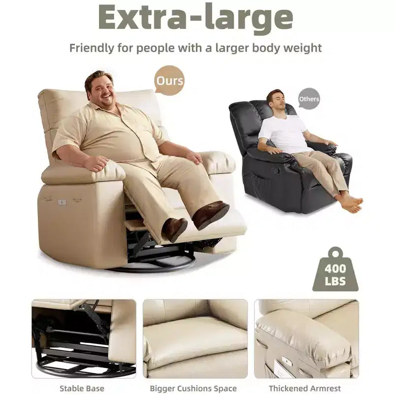Poltrona Reclinabile Divano Reclinabile Extra Large, Recliner Manuale per Adulti, Imbottitura in Spugna 1.5X, Poltrona Ergonomica Singola, Porta Bicchieri, per Soggiorno