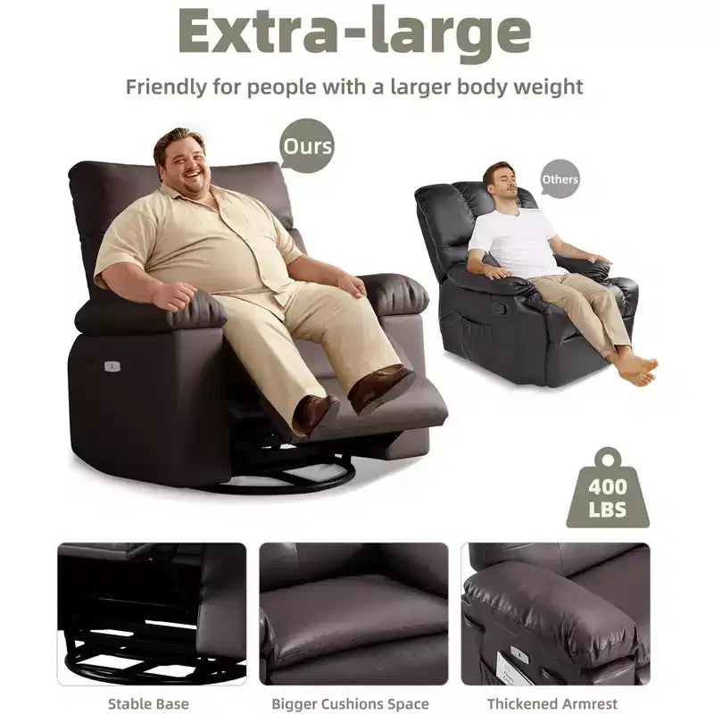 Poltrona Reclinabile Divano Reclinabile Extra Large, Recliner Manuale per Adulti, Imbottitura in Spugna 1.5X, Poltrona Ergonomica Singola, Porta Bicchieri, per Soggiorno