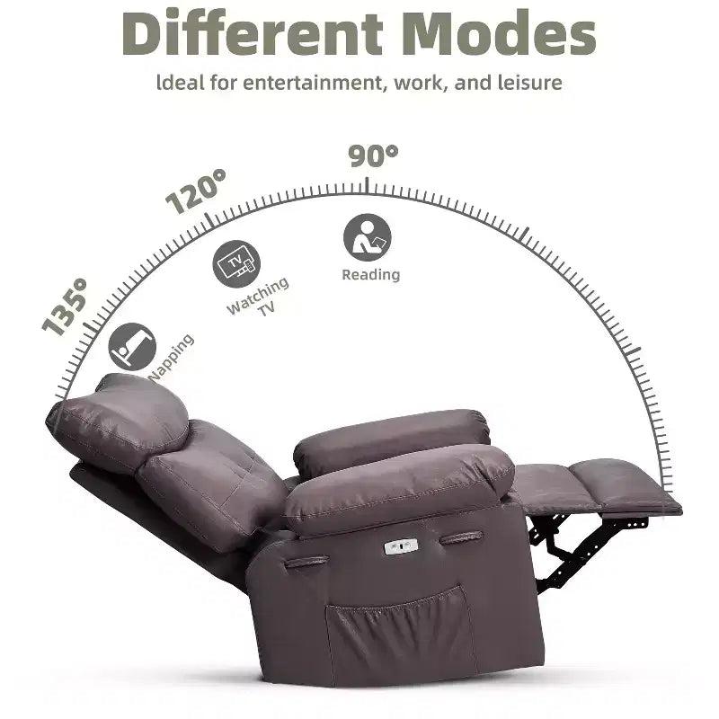 Poltrona Reclinabile Divano Reclinabile Extra Large, Recliner Manuale per Adulti, Imbottitura in Spugna 1.5X, Poltrona Ergonomica Singola, Porta Bicchieri, per Soggiorno