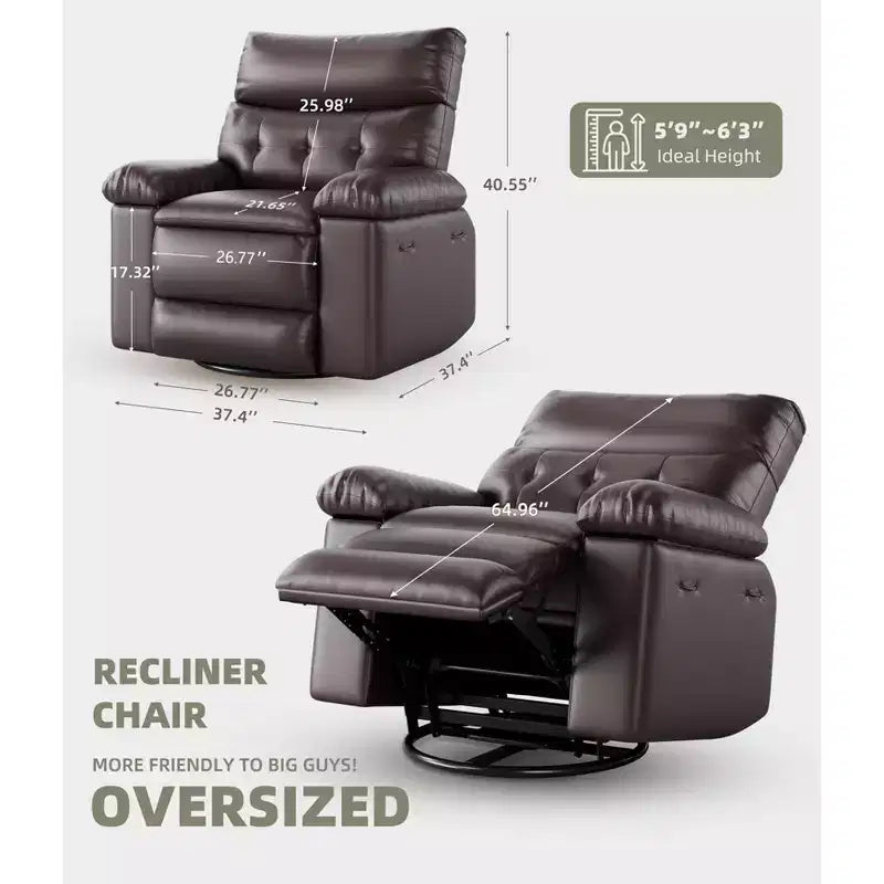 Poltrona Reclinabile Divano Reclinabile Extra Large, Recliner Manuale per Adulti, Imbottitura in Spugna 1.5X, Poltrona Ergonomica Singola, Porta Bicchieri, per Soggiorno