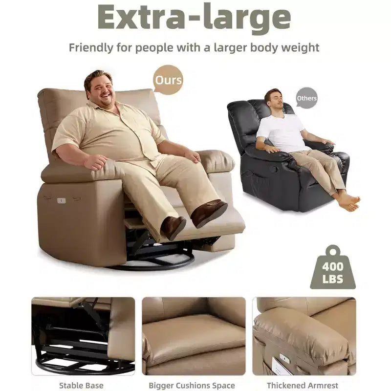 Poltrona Reclinabile Divano Reclinabile Extra Large, Recliner Manuale per Adulti, Imbottitura in Spugna 1.5X, Poltrona Ergonomica Singola, Porta Bicchieri, per Soggiorno