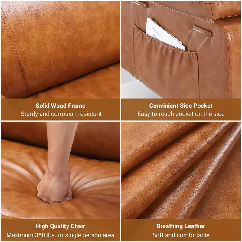 Poltrona reclinabile a spinta elettrica in similpelle PU 41.7, regolabile, larghezza seduta, portabicchieri, divano singolo ergonomico, per soggiorno