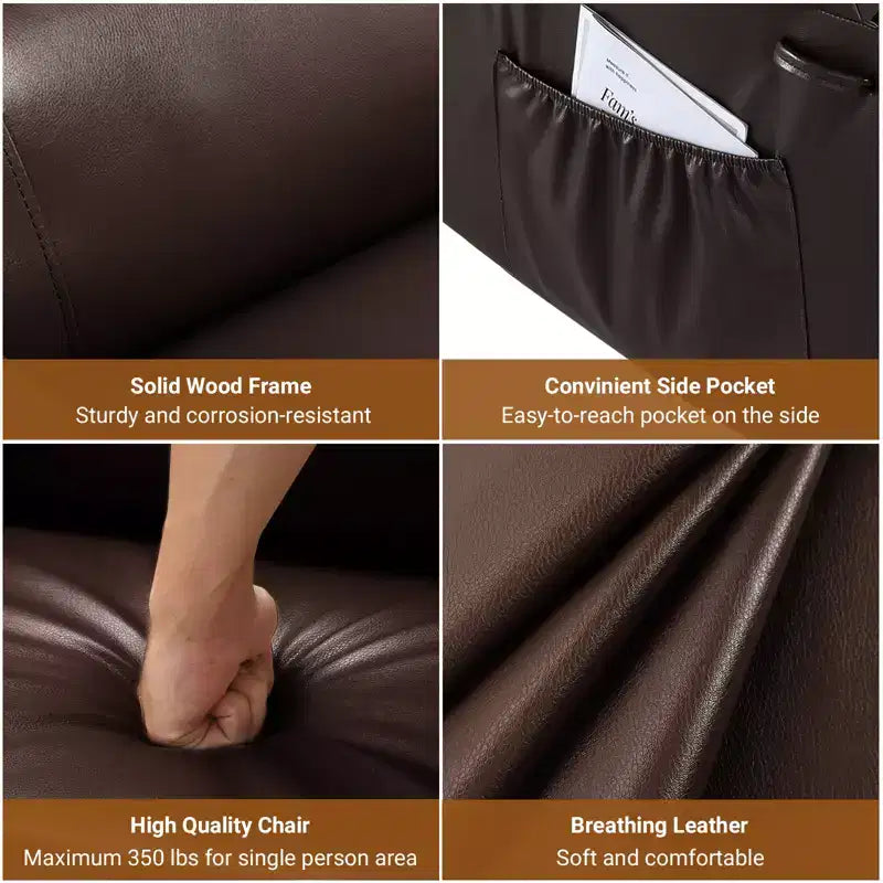 Poltrona reclinabile a spinta elettrica in similpelle PU 41.7, regolabile, larghezza seduta, portabicchieri, divano singolo ergonomico, per soggiorno