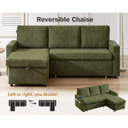 Divano letto Dyonery 81, divano sezionale a L con letto estraibile, schienale reclinabile, chaise longue contenitore reversibile, porte USB