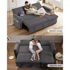 Divano letto Dyonery 81, divano sezionale a L con letto estraibile, schienale reclinabile, chaise longue contenitore reversibile, porte USB