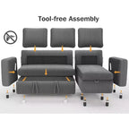 Divano letto Dyonery 81, divano sezionale a L con letto estraibile, schienale reclinabile, chaise longue contenitore reversibile, porte USB