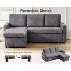 Divano letto Dyonery 81, divano sezionale a L con letto estraibile, schienale reclinabile, chaise longue contenitore reversibile, porte USB