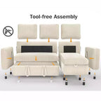 Divano letto Dyonery 81, divano sezionale a L con letto estraibile, schienale reclinabile, chaise longue contenitore reversibile, porte USB