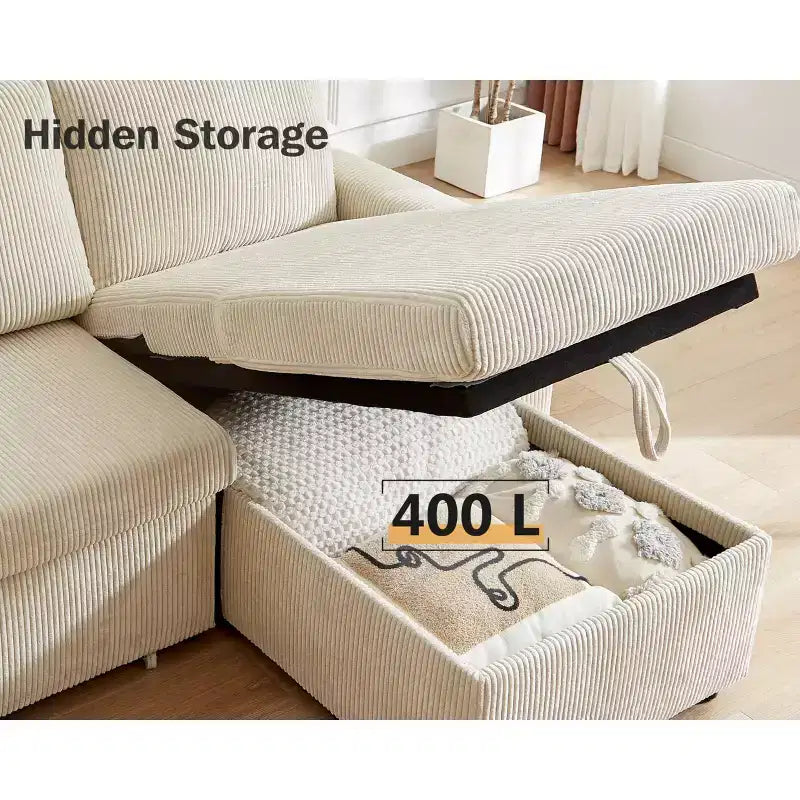 Divano letto Dyonery 81, divano sezionale a L con letto estraibile, schienale reclinabile, chaise longue contenitore reversibile, porte USB