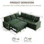 Divano Sezionale Modulare Dyonery 85 con Letto Estraibile, Divano a L a 5 Posti in Ciniglia con Porte USB, Schienale Regolabile e Contenitore