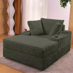 Chaise Longue Oversize da Interno con Contenitore, Divano Letto in Corduroy Imbottito Cloud con 3 Cuscini, Poltrona Letto Singola per la Casa