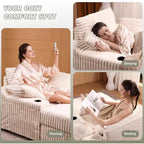 Chaise Longue Oversize da Interno con Contenitore, Divano Letto in Corduroy Imbottito Cloud con 3 Cuscini, Poltrona Letto Singola per la Casa
