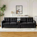 Modular Sectional 4-Seater Sofa, Velvet 115 Inch Compact caoch with Storage Console, Charging Station & Cup Holders,Deep Seats Couch for Home