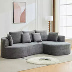 106 Moderno Divano a Sezione Curva Cloud con Chaise Longue, Divano Letto Trasformabile Modulare in Tessuto Ciniglia, per Ufficio Domestico