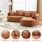 106 Moderno Divano a Sezione Curva Cloud con Chaise Longue, Divano Letto Trasformabile Modulare in Tessuto Ciniglia, per Ufficio Domestico