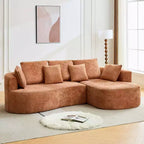 106 Moderno Divano a Sezione Curva Cloud con Chaise Longue, Divano Letto Trasformabile Modulare in Tessuto Ciniglia, per Ufficio Domestico
