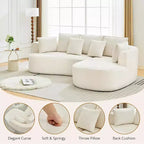 106 Moderno Divano a Sezione Curva Cloud con Chaise Longue, Divano Letto Trasformabile Modulare in Tessuto Ciniglia, per Ufficio Domestico