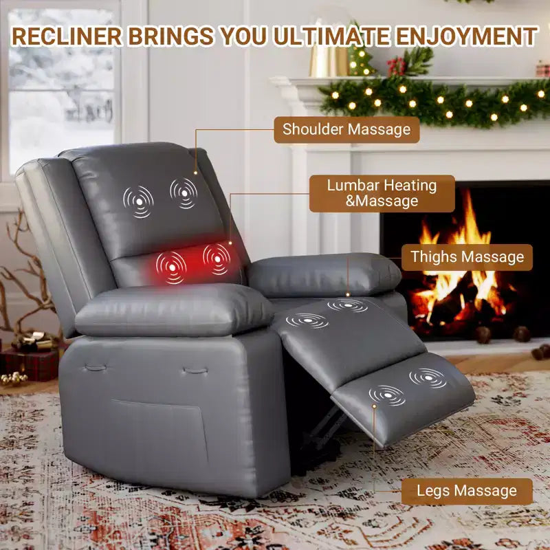 Oversized Lift Recliner Chair, Faux PU Leather Massage Chair,Adjustable Reclining Chair with Massage and Heat, Electric Lift Chair