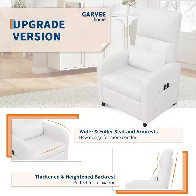 Poltrona Reclinabile Elettrica COZONY con Riscaldamento e Massaggio, Recliner Regolabile in Pelle PU, Schienale Alto, Sedile Imbottito, Divano per Home Theater per Soggiorno