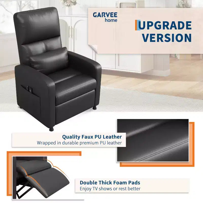 Poltrona Reclinabile Elettrica COZONY con Riscaldamento e Massaggio, Recliner Regolabile in Pelle PU, Schienale Alto, Sedile Imbottito, Divano per Home Theater per Soggiorno