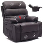 Poltrona reclinabile extra large in pelle PU per adulti con massaggio e calore, portabicchieri, tasche laterali, comfort lussuoso per soggiorno e camera da letto