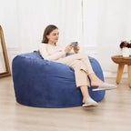 COZONY Poltrona a sacco da 90 cm in memory foam - Morbido tessuto in velluto olandese, divano rotondo con imbottitura inclusa per adulti