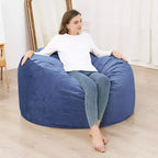 COZONY Poltrona a sacco da 90 cm in memory foam - Morbido tessuto in velluto olandese, divano rotondo con imbottitura inclusa per adulti