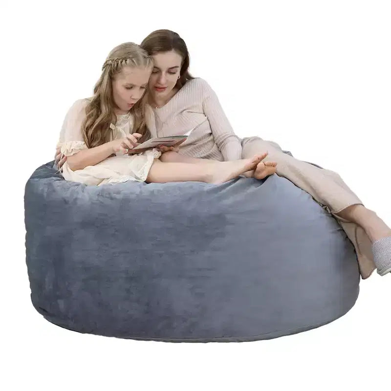 COZONY Poltrona a sacco da 90 cm in memory foam - Morbido tessuto in velluto olandese, divano rotondo con imbottitura inclusa per adulti