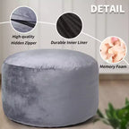 COZONY Poltrona a sacco da 90 cm in memory foam - Morbido tessuto in velluto olandese, divano rotondo con imbottitura inclusa per adulti
