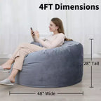 COZONY Poltrona a sacco da 90 cm in memory foam - Morbido tessuto in velluto olandese, divano rotondo con imbottitura inclusa per adulti