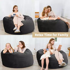 COZONY Poltrona a sacco da 90 cm in memory foam - Morbido tessuto in velluto olandese, divano rotondo con imbottitura inclusa per adulti