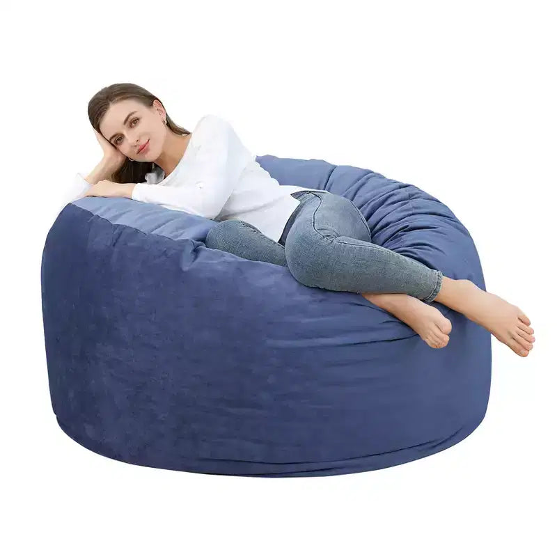 COZONY Poltrona a sacco da 90 cm in memory foam - Morbido tessuto in velluto olandese, divano rotondo con imbottitura inclusa per adulti